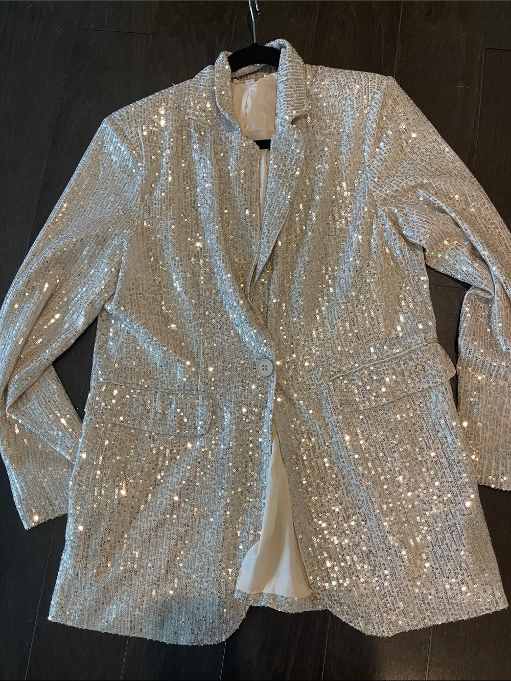Silver Sequin Blazer Jacket - Tailored Sparkle